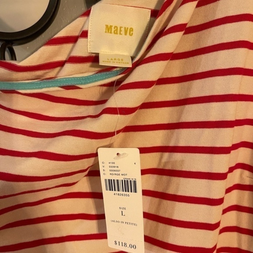 Anthropologie Maeve Off The Shoulder Stripped Dress. NWT - Picture 6 of 6